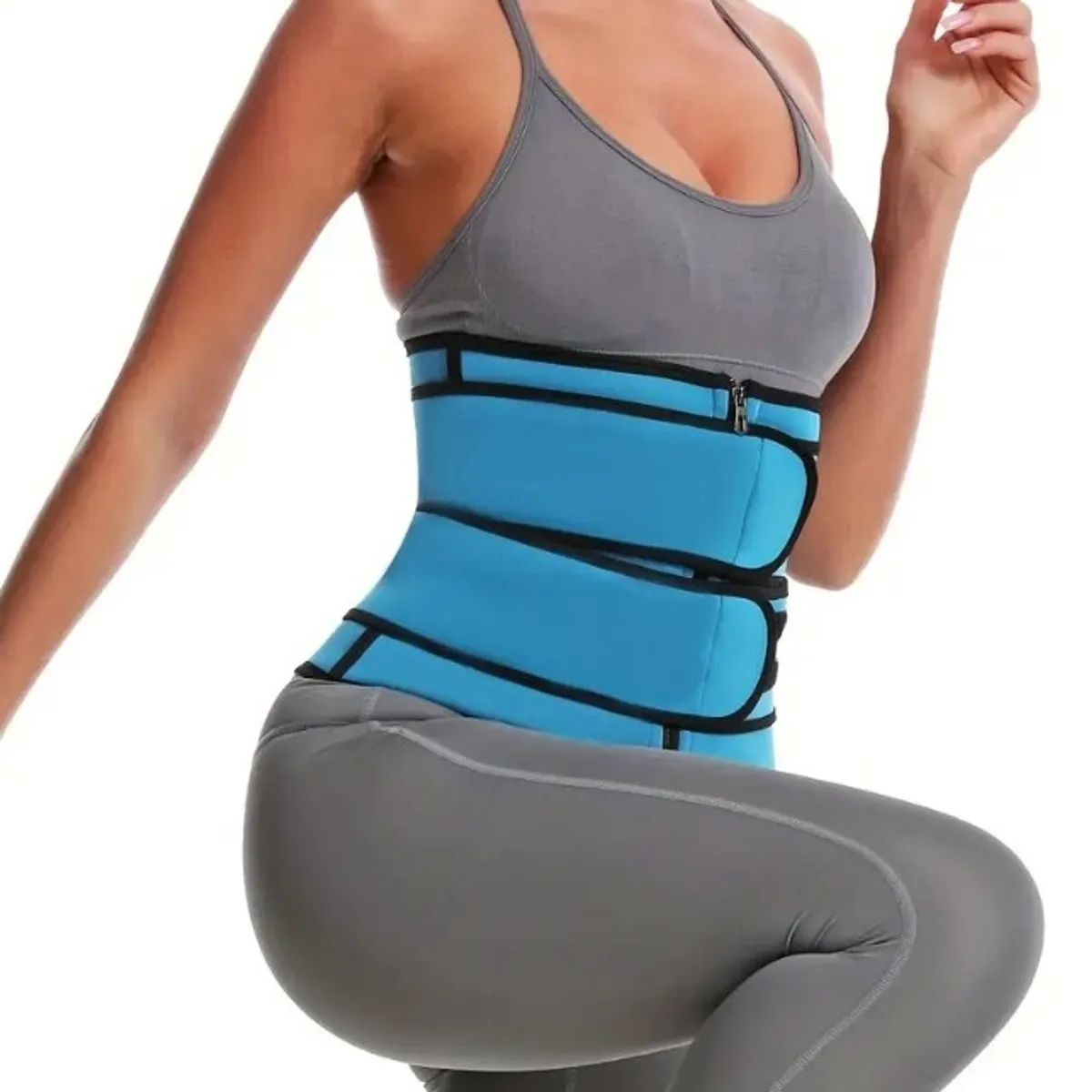 GENERICO - Faja Reductora de Cintura 2 Velcros Para Entrenamiento azul