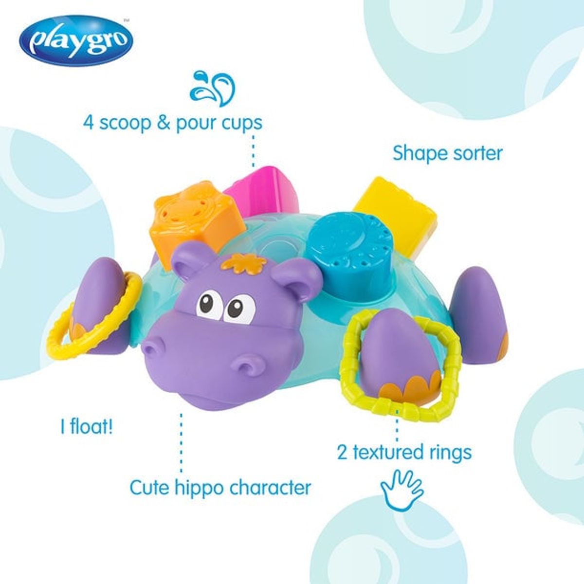 PLAYGRO - Juguete Hipopótamo Flotante con Formas – Playgro