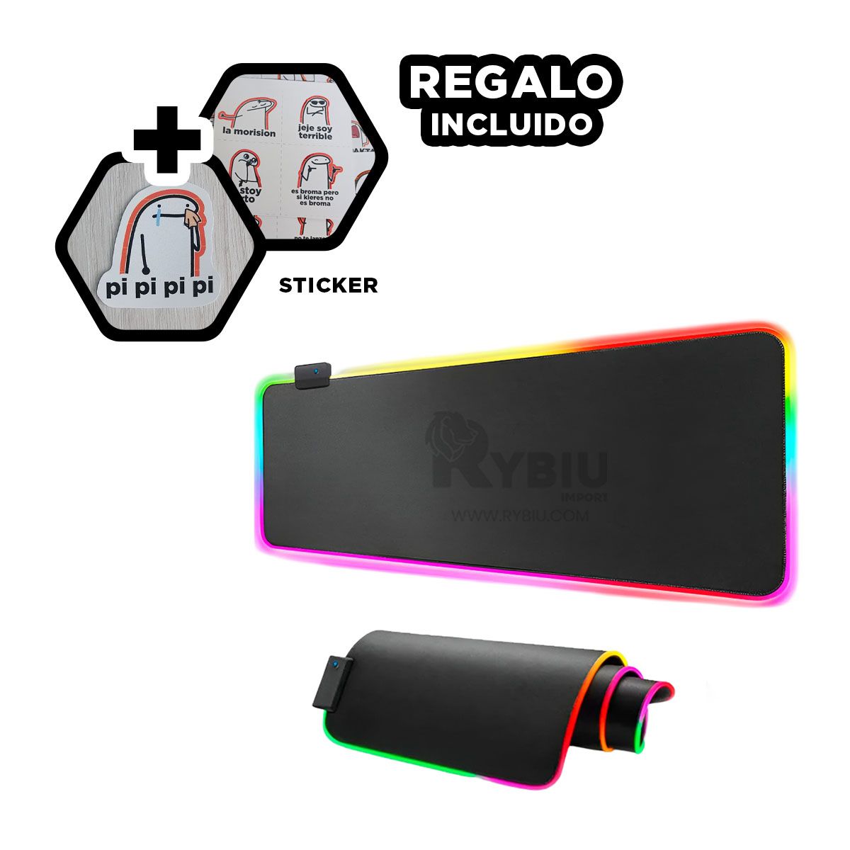 GENERICO - Alfombrilla Util para Pc Negro Y+Regalo Ligas para Peinar