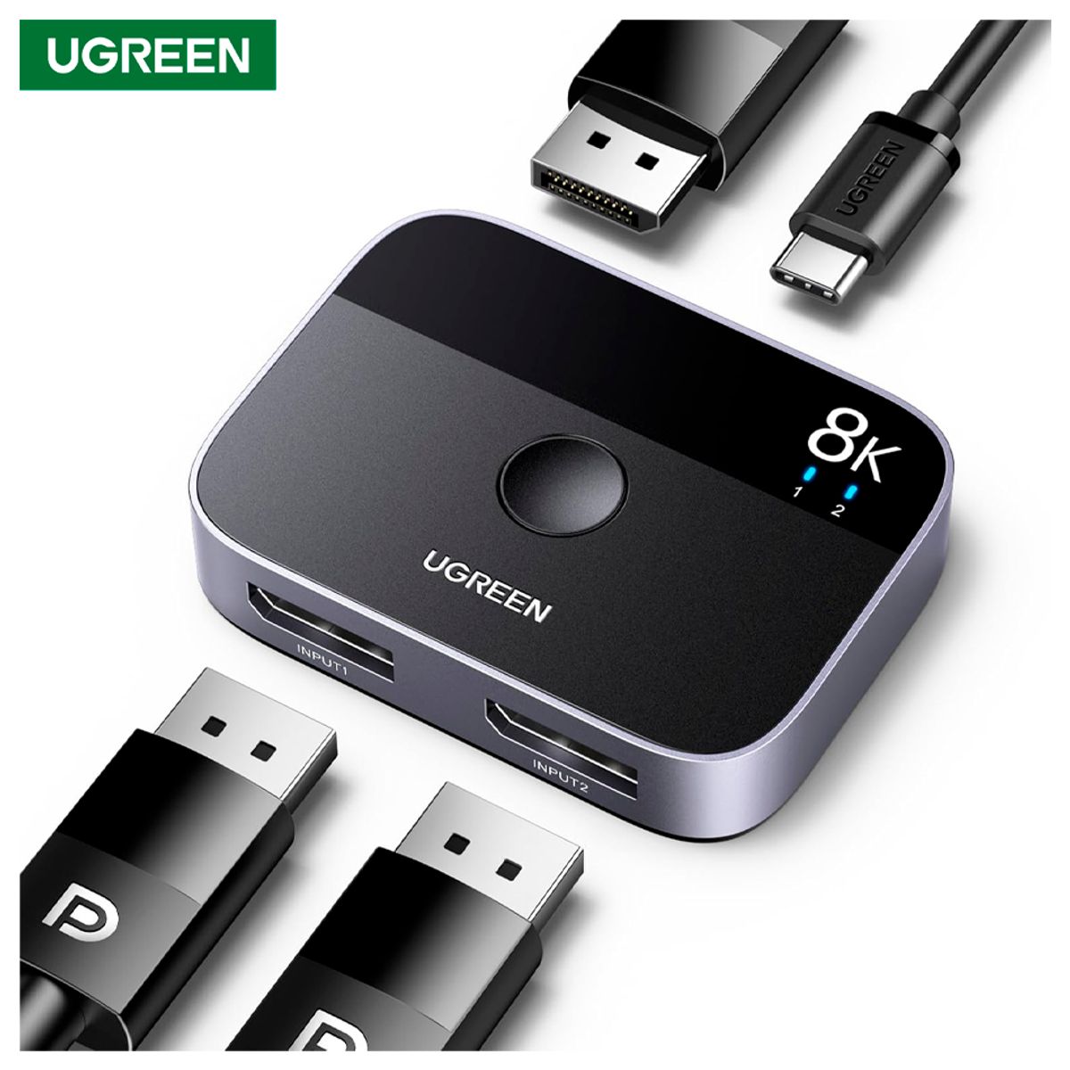 UGREEN - Switch DisplayPort 1.4 Bidirectional Ugreen 8K  2en1