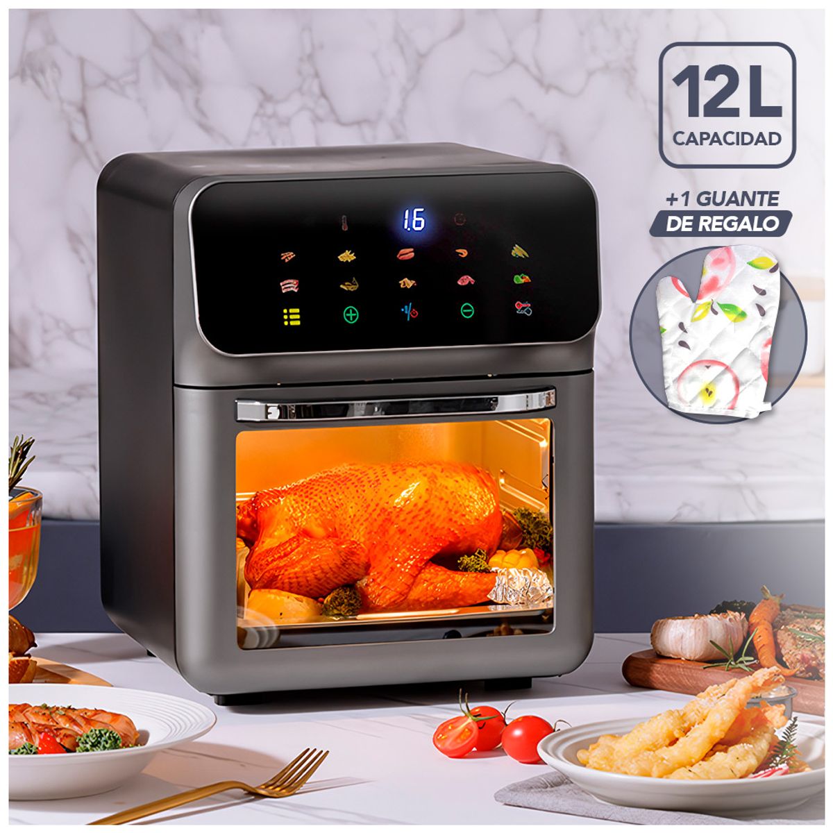 KELLER - Horno Freidora de Aire 2 en 1 Digital 12 Litros Moderno FD1
