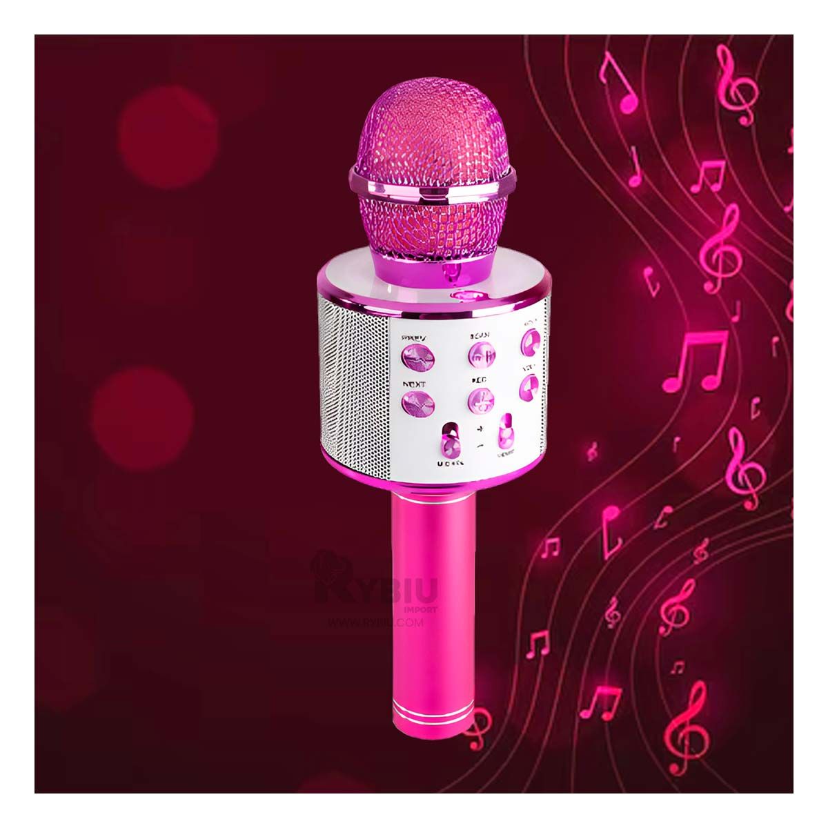 GENERICO - Microfono Bluetooth en Color Fucsia Y+Regalo Agendita