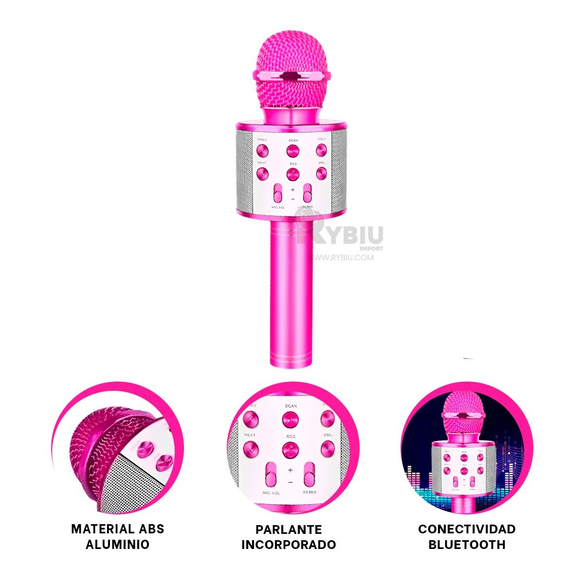 GENERICO - Mic con Parlante Integrado de Fucsia Y+Post-it Adhesivos