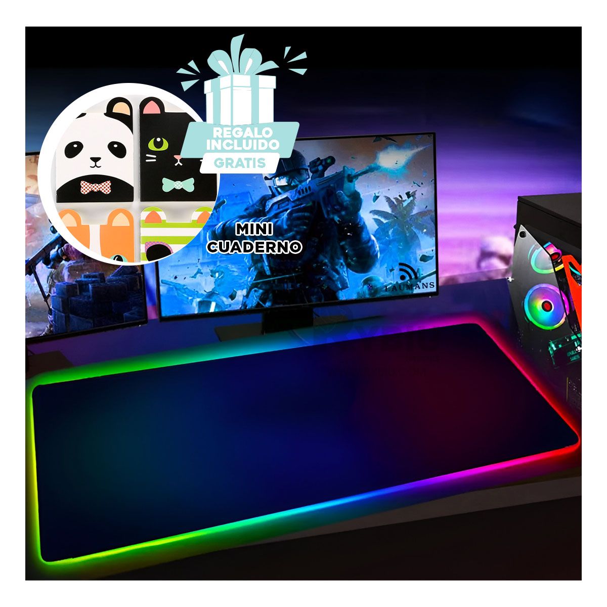 GENERICO - Alfombrilla para Puntero en Negro Y+Post-it Adhesivos