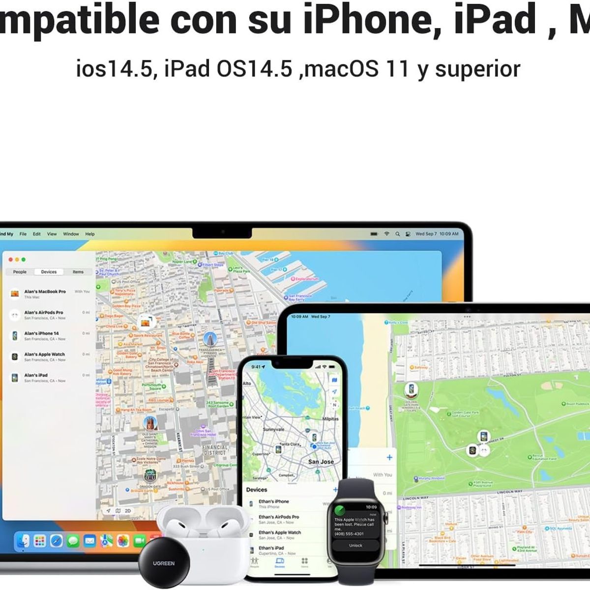 UGREEN - Ugreen Rastreador Inteligente Smart Tag Apple Find My