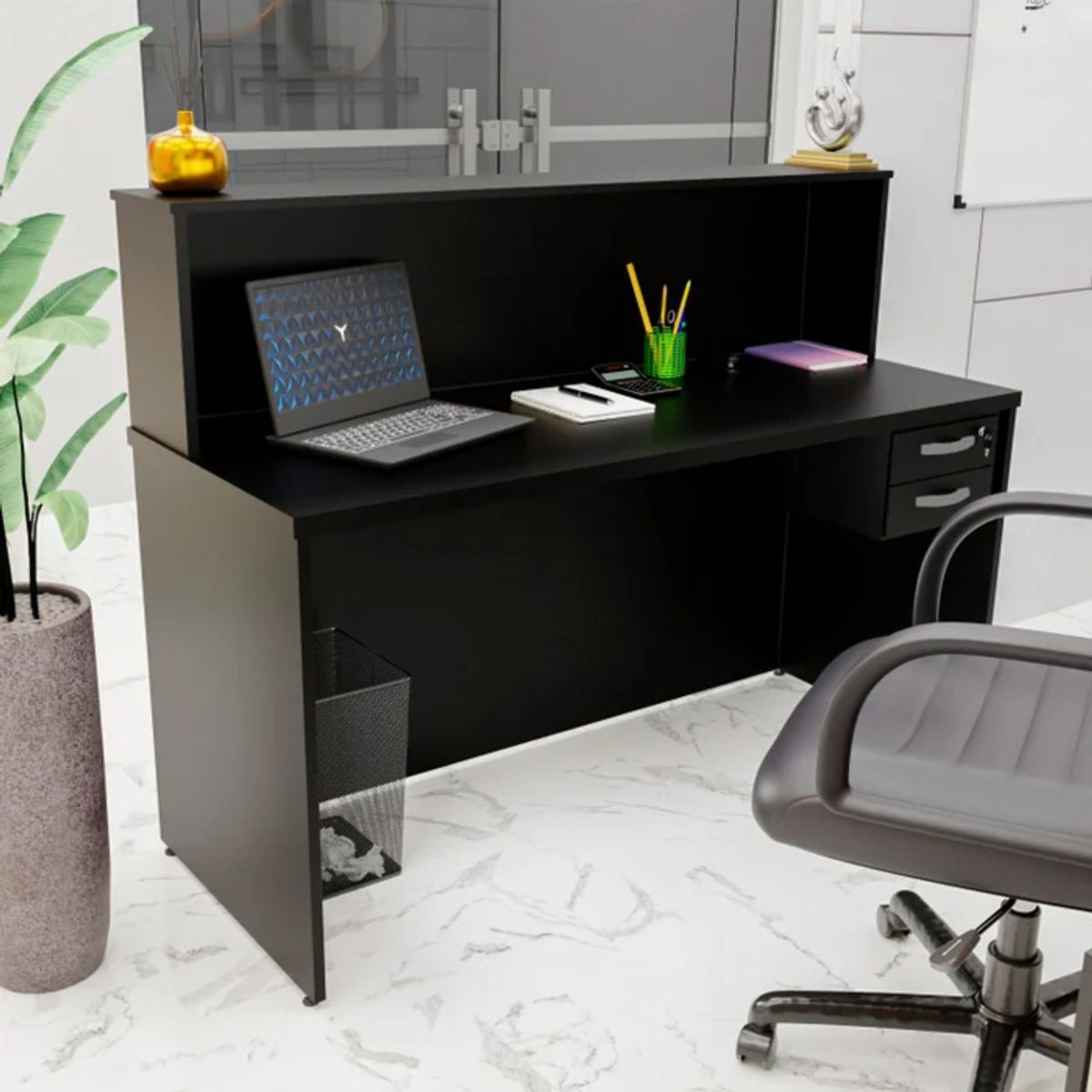 GENERICO - Escritorio de Recepción 140cm Nio Negro R&R MUEBLES