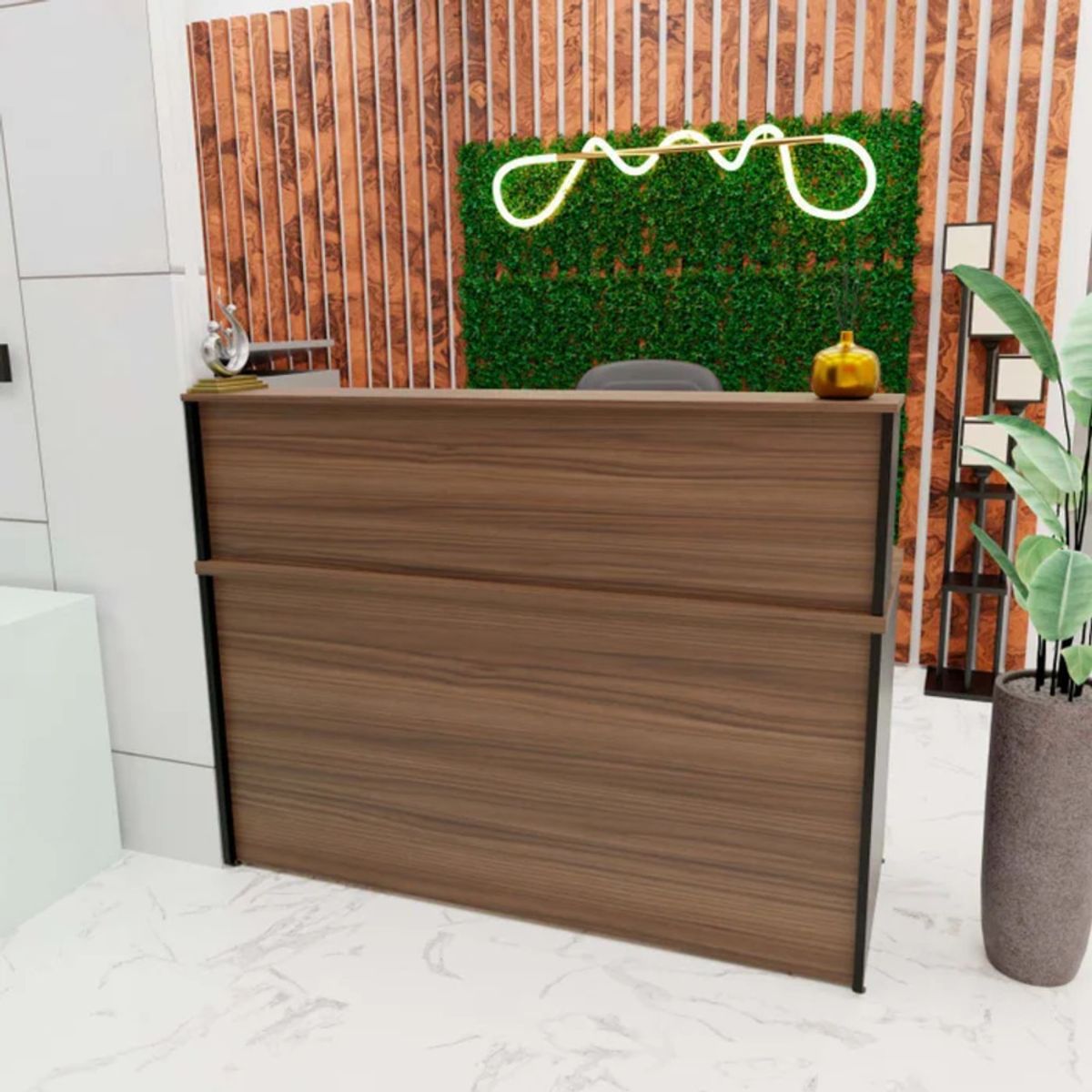 GENERICO - Escritorio de Recepción 140cm Nio Marrón y Negro R&R MUEBLES