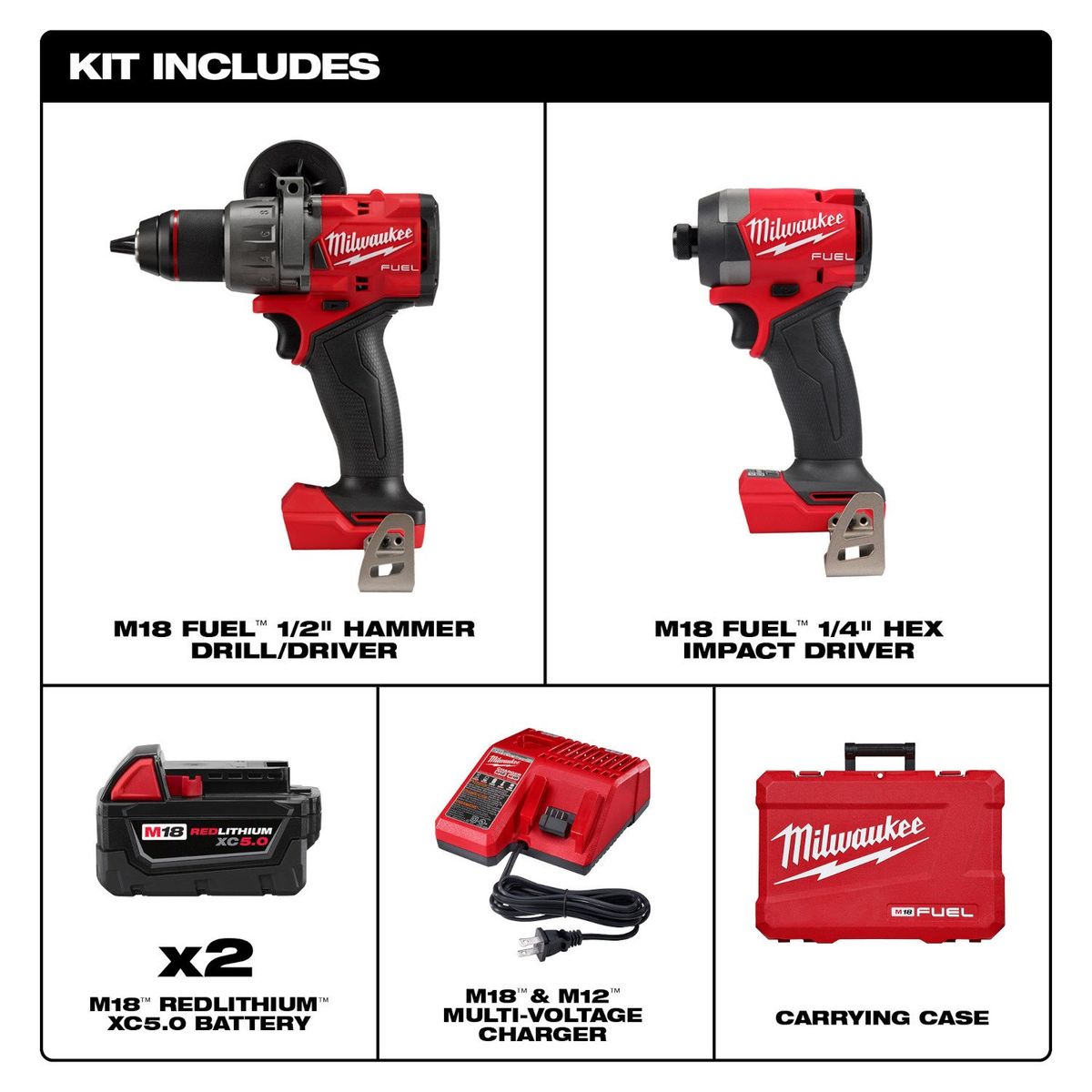 MILWAUKEE - Combo BL FUEL M18 Taladro percutor + Atornillador de impacto 3697-259