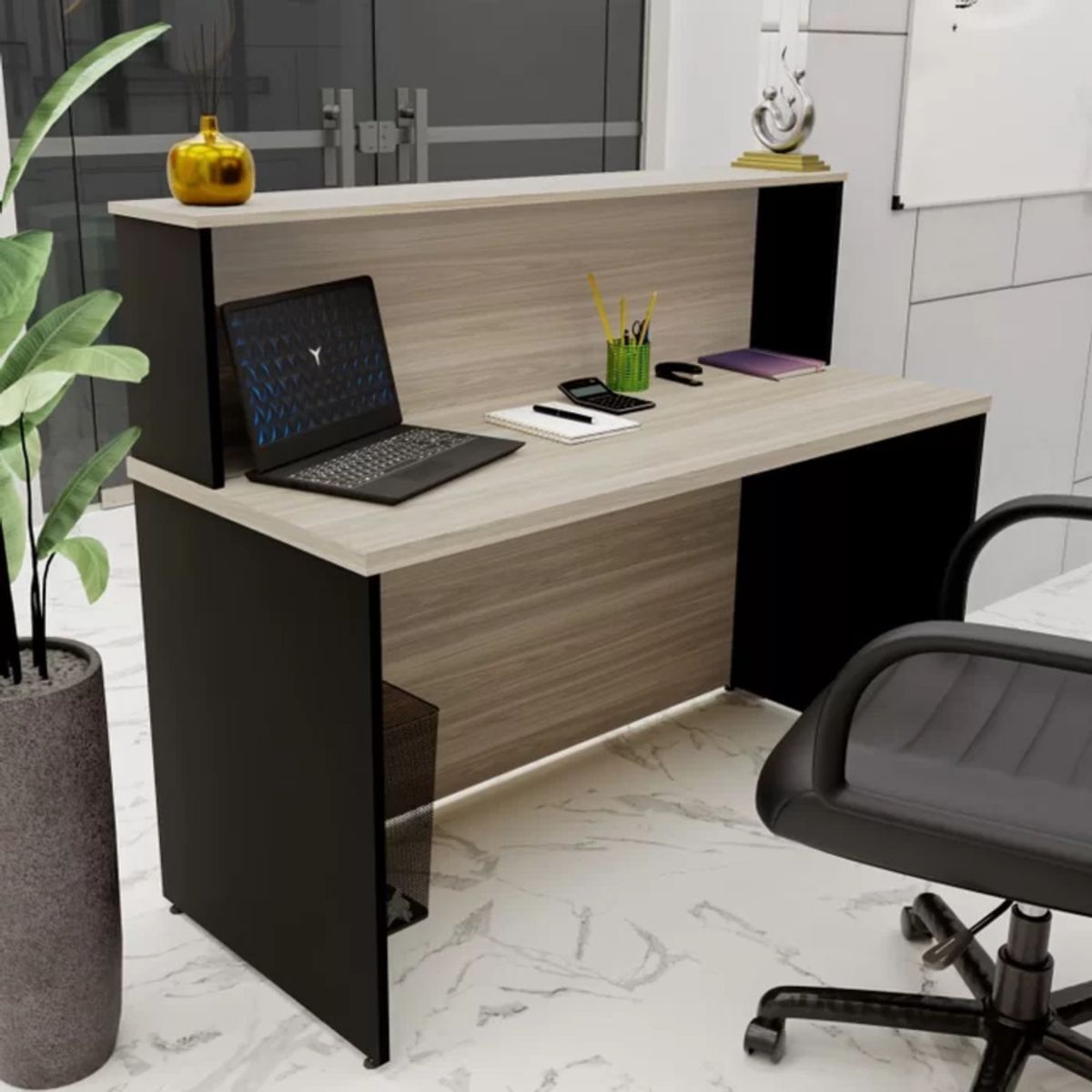 GENERICO - Escritorio de Recepción 120cm Nio Duna y Negro R&R MUEBLES