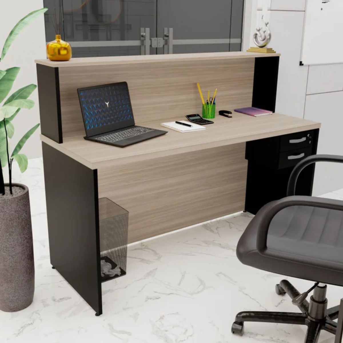 GENERICO - Escritorio de Recepción 140cm Nio Duna y Negro R&R MUEBLES