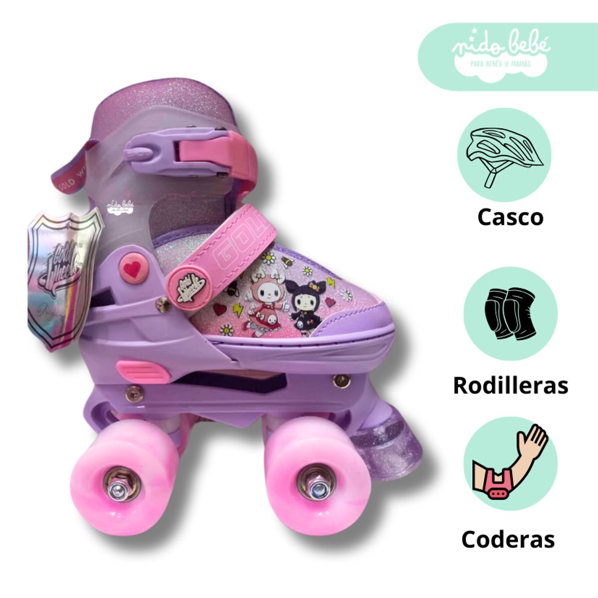 GENERICO - PATIN 4 RUEDAS PARA NIÑA GATITO TALLA M