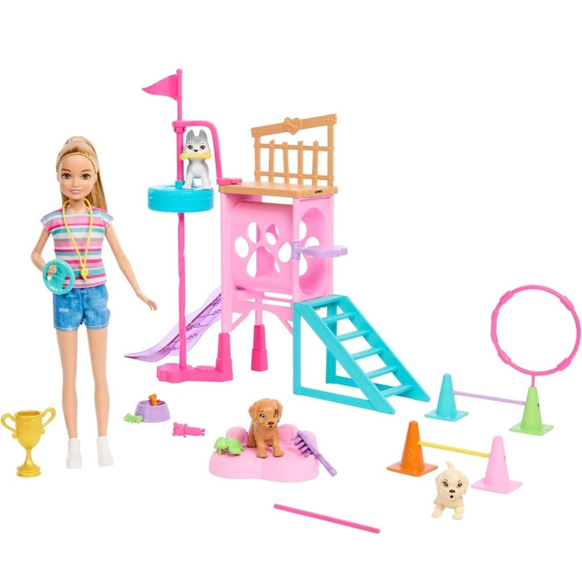BARBIE - Barbie Stacie Entrenadora de Cachorros con 20 Accesorios