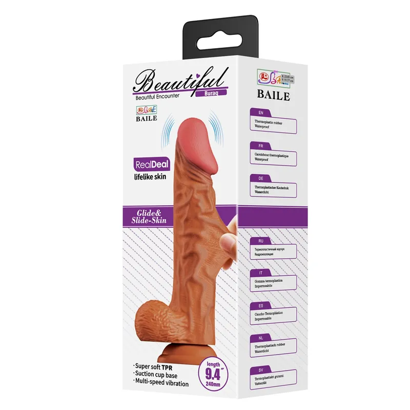 BAILE - Dildo Realista Texturizado con Vibración Buraq 23.8 cm Ø 5cm