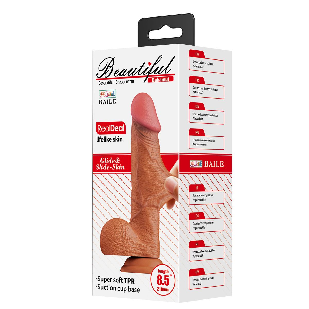 BAILE - Dildo Realista Pellizcable Bahamut Super Suav 21.8 cm Ø 5.5 cm Ventosa