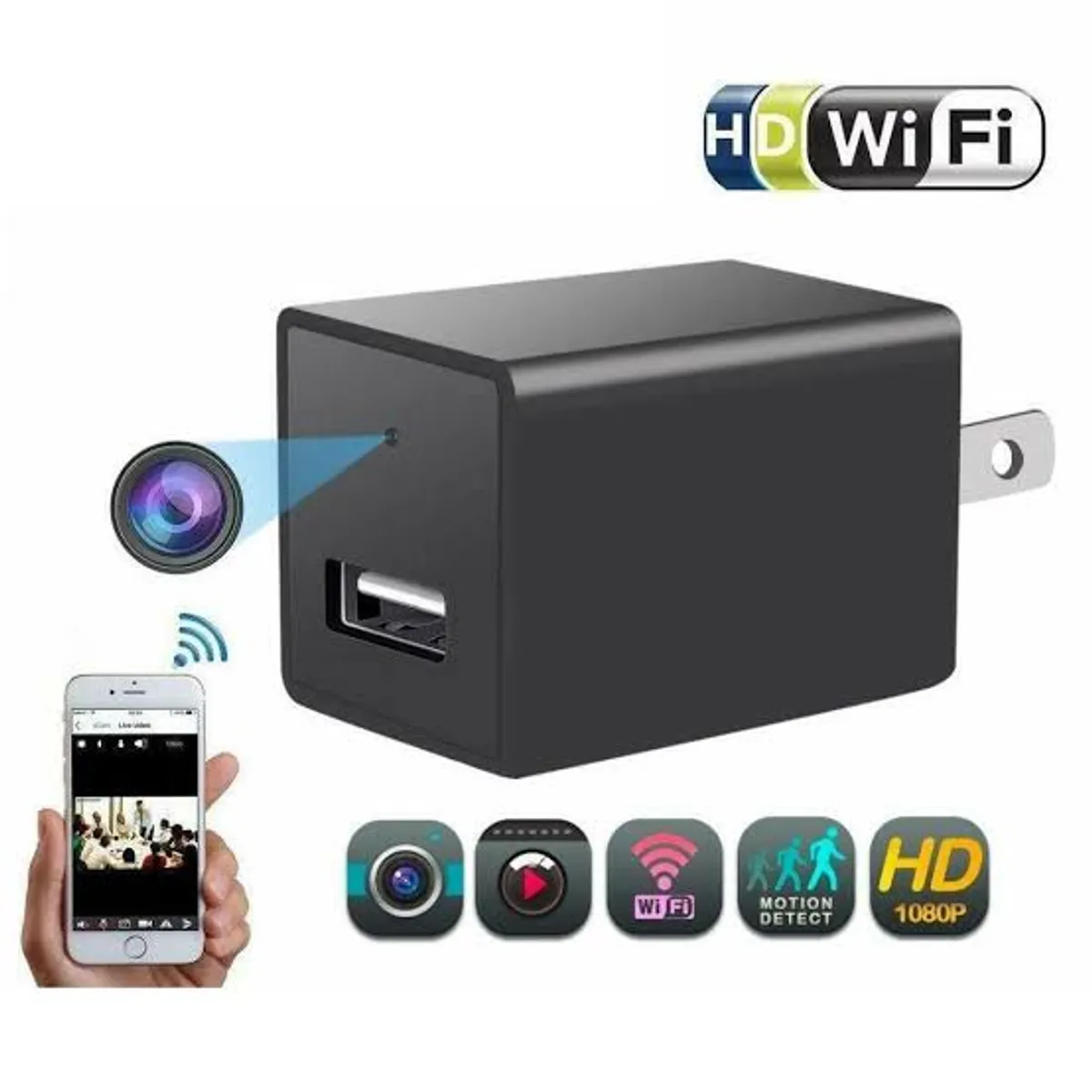 OEM - CARGADOR CAMARA 1080P WIFI- SOPORTA HASTA 128 GBS