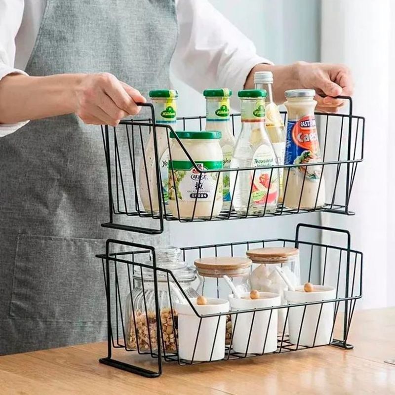 HOGARMAS - Cesta de Hierro Bosko Apilable Set de 2