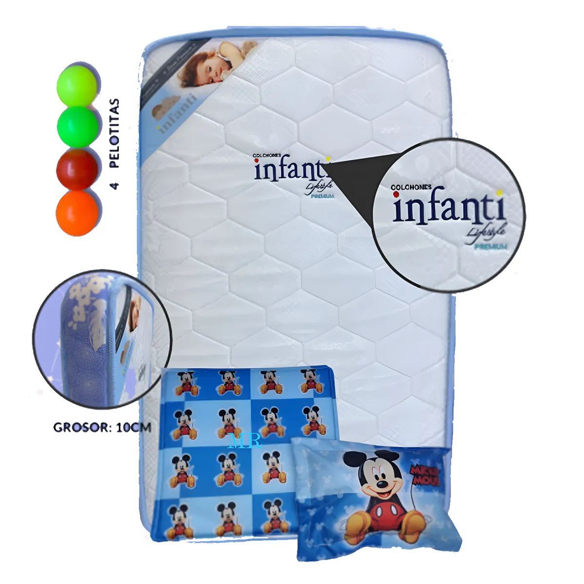 GENERICO - Colchón de Bebe para Cunas Pack and Play Celeste