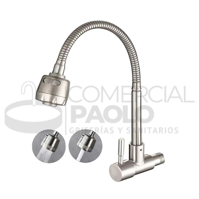 GENERICO - LLAVE DE COCINA FLEXIBLE SATINADO A PARED JZ304088D