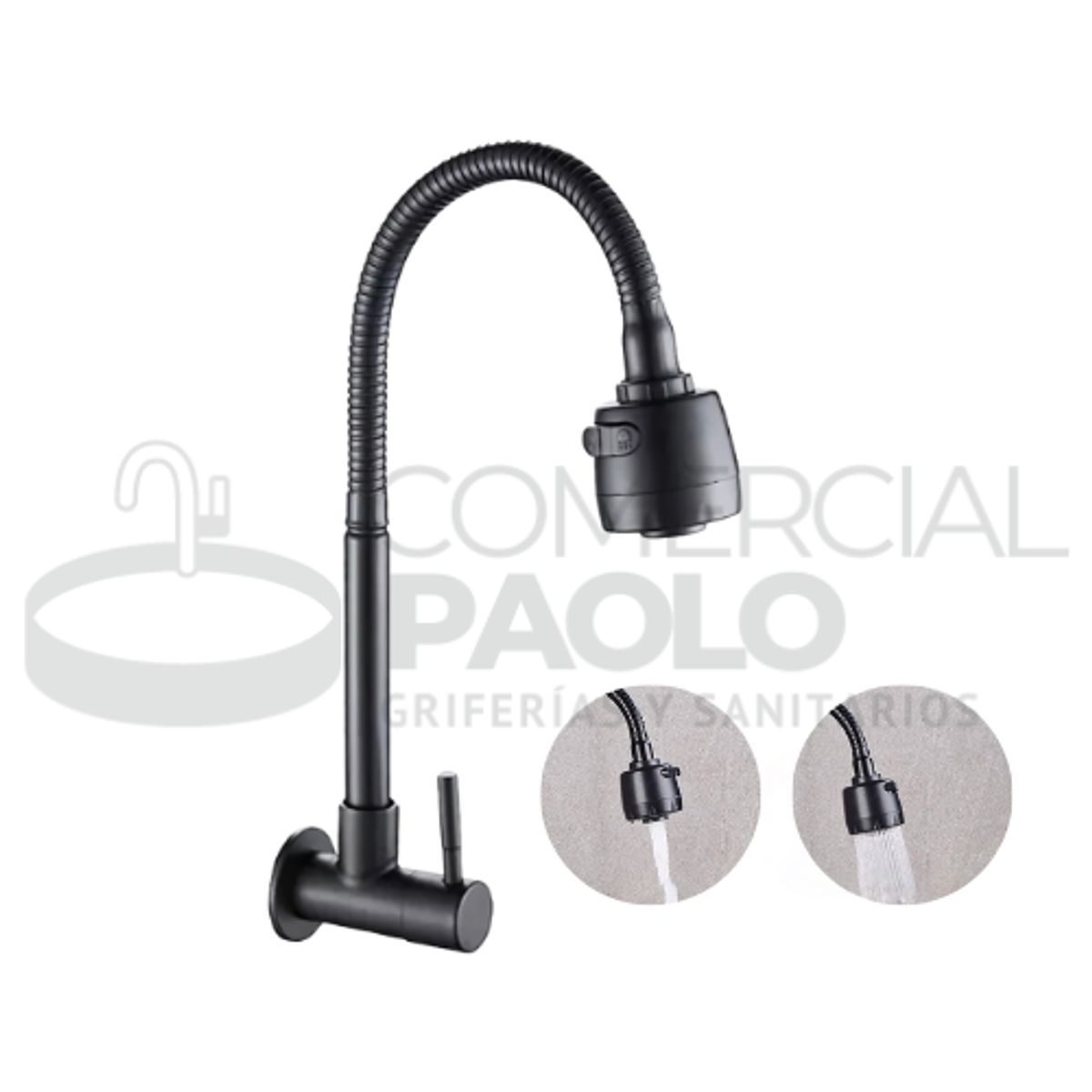 GENERICO - LLAVE DE COCINA PICO FLEXIBLE NEGRO A PARED JZ304088D01