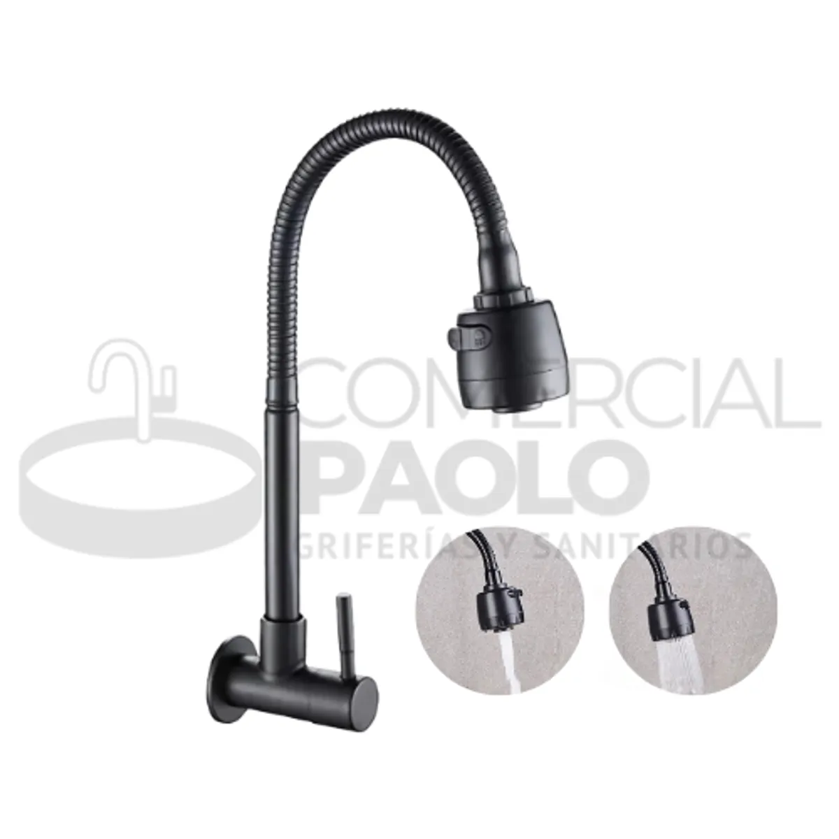 GENERICO - LLAVE DE COCINA PICO FLEXIBLE NEGRO A PARED JZ304088D01