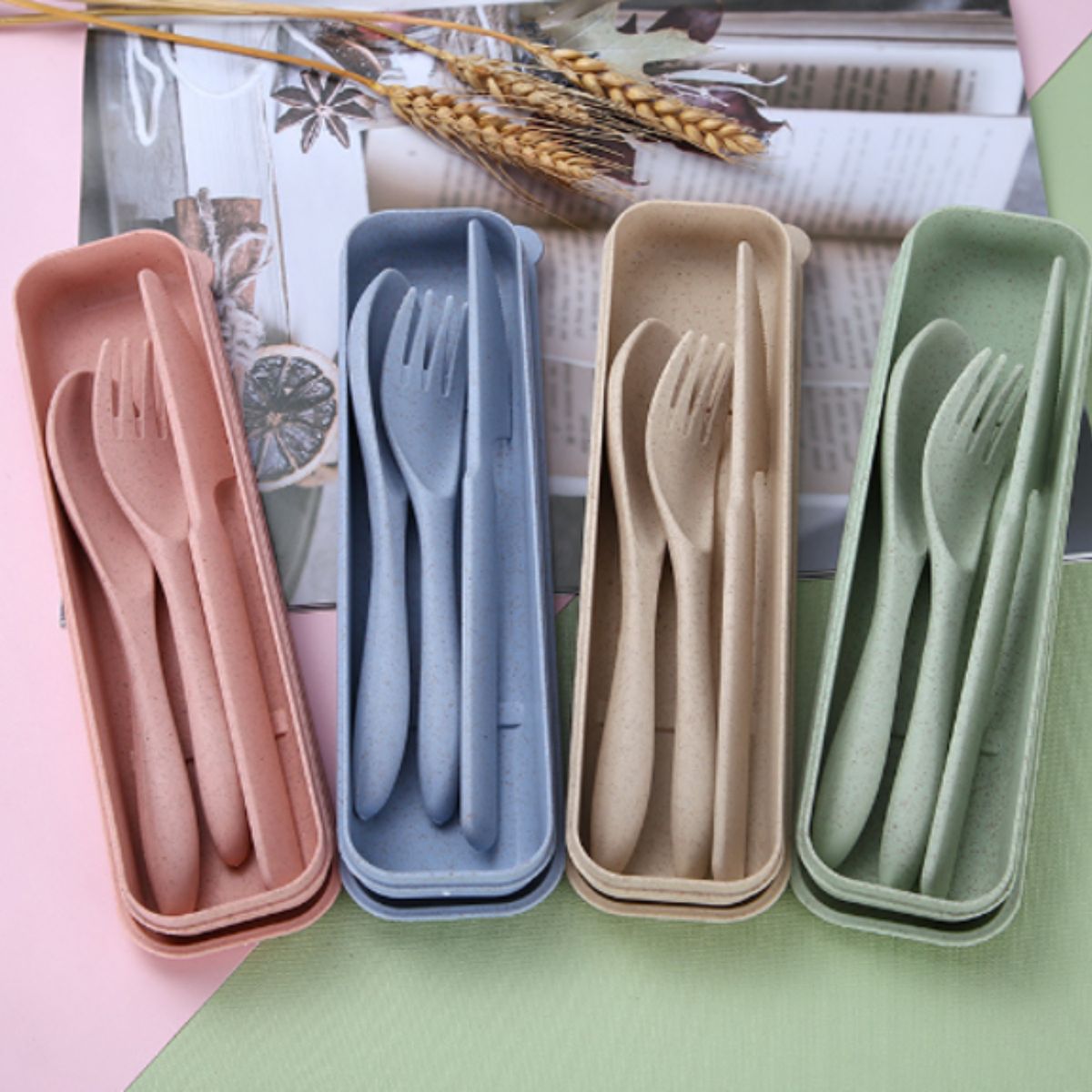 GENERICO - Set de cubiertos ecológicos portátil