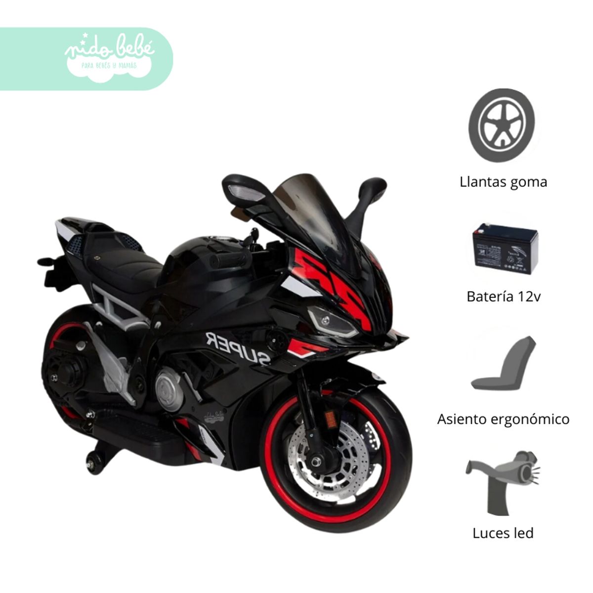 GENERICO - Moto a Batería para Niño Aguila DARK