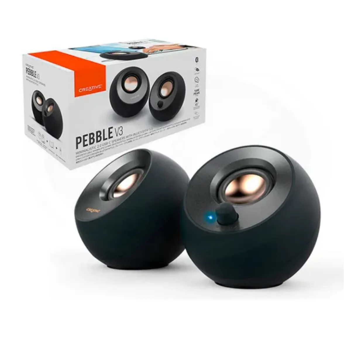 CREATIVE - PARLANTE CREATIVE PEBBLE V3 2.0 8W/16W BT/3.5MM USB-C-POWER/AUDIO