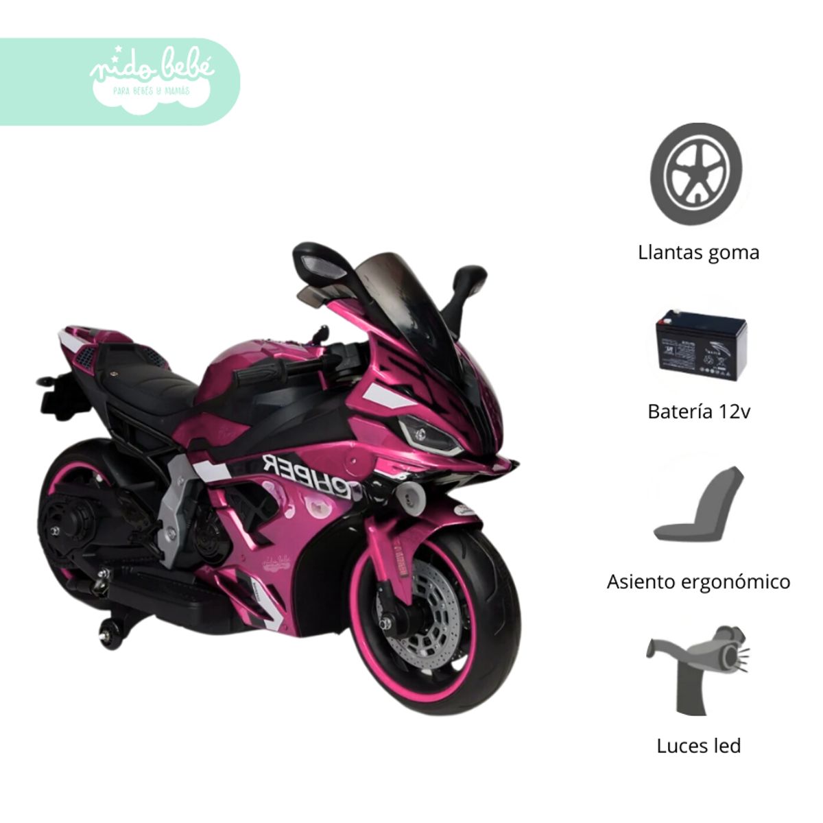 GENERICO - Moto a Batería para Niño Aguila Rosa