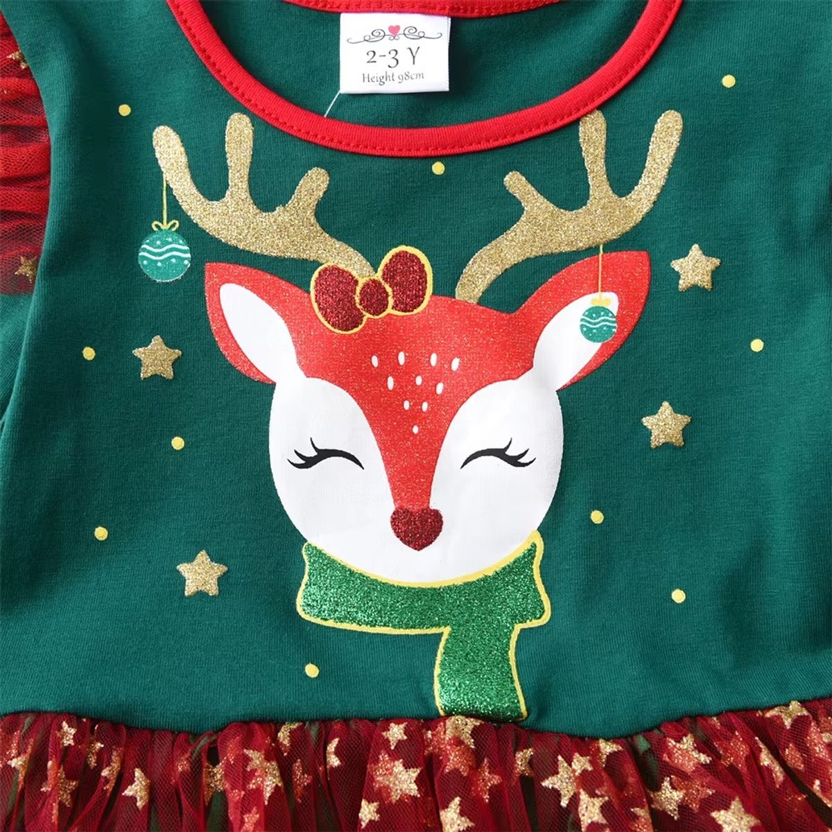 GENERICO - VESTIDO DE NAVIDAD PARA NIÑA - MODELO CASUAL- INCLUYE VINCHA