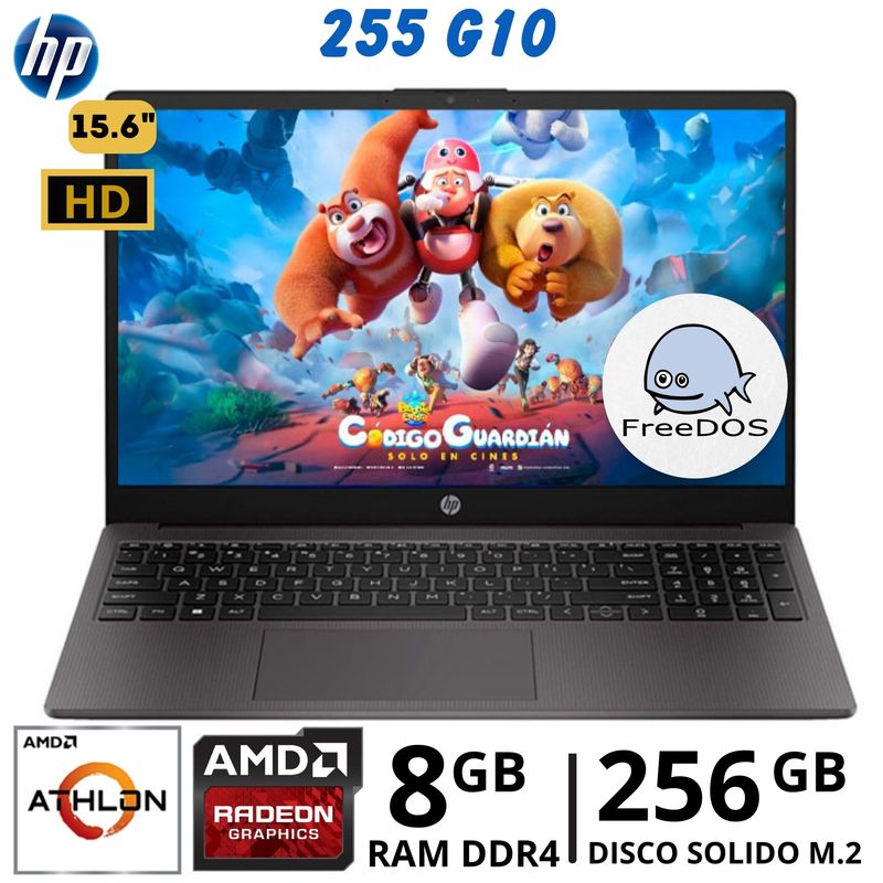 HP - Laptop Hp 255 G10 Athlon 7120U 15.6"HD, Ram 8Gb, SSD 256Gb, FreeDos