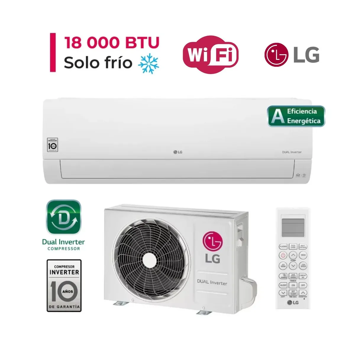 LG - DUALCOOL Aire Acondicionado Inverter 18000 BTU Función solo frío
