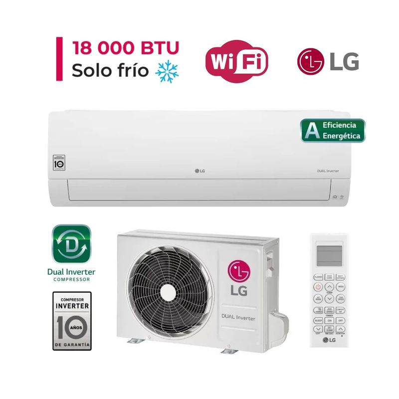 LG - DUALCOOL Aire Acondicionado Inverter 18000 BTU Función solo frío