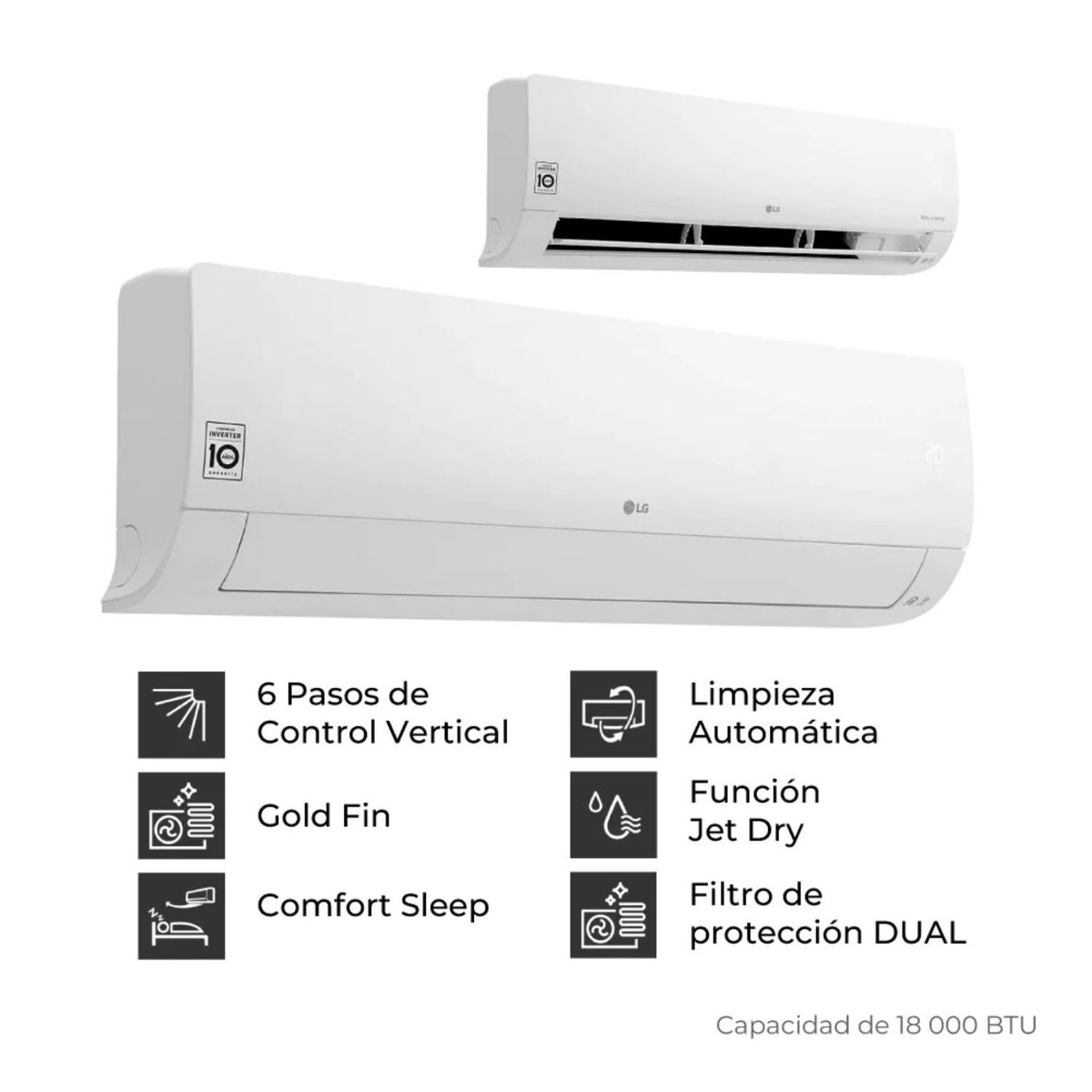 LG - DUALCOOL Aire Acondicionado Inverter 18000 BTU Función solo frío