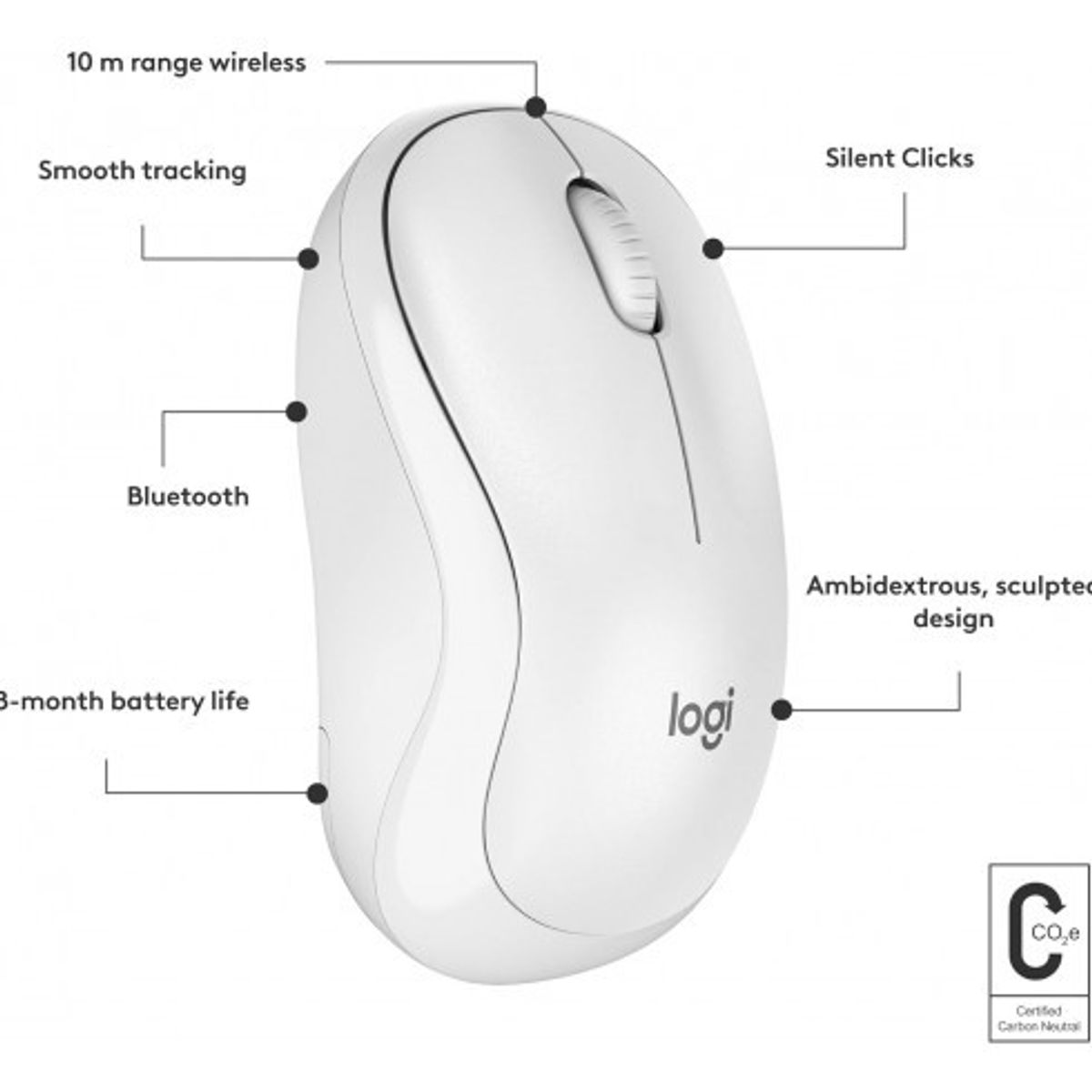 LOGITECH - Mouse Logitech M240 Silent Bluetooth blanco