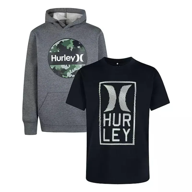 HURLEY - Set Polo y Sudadera con capucha Hurley para niños Negro/Gris
