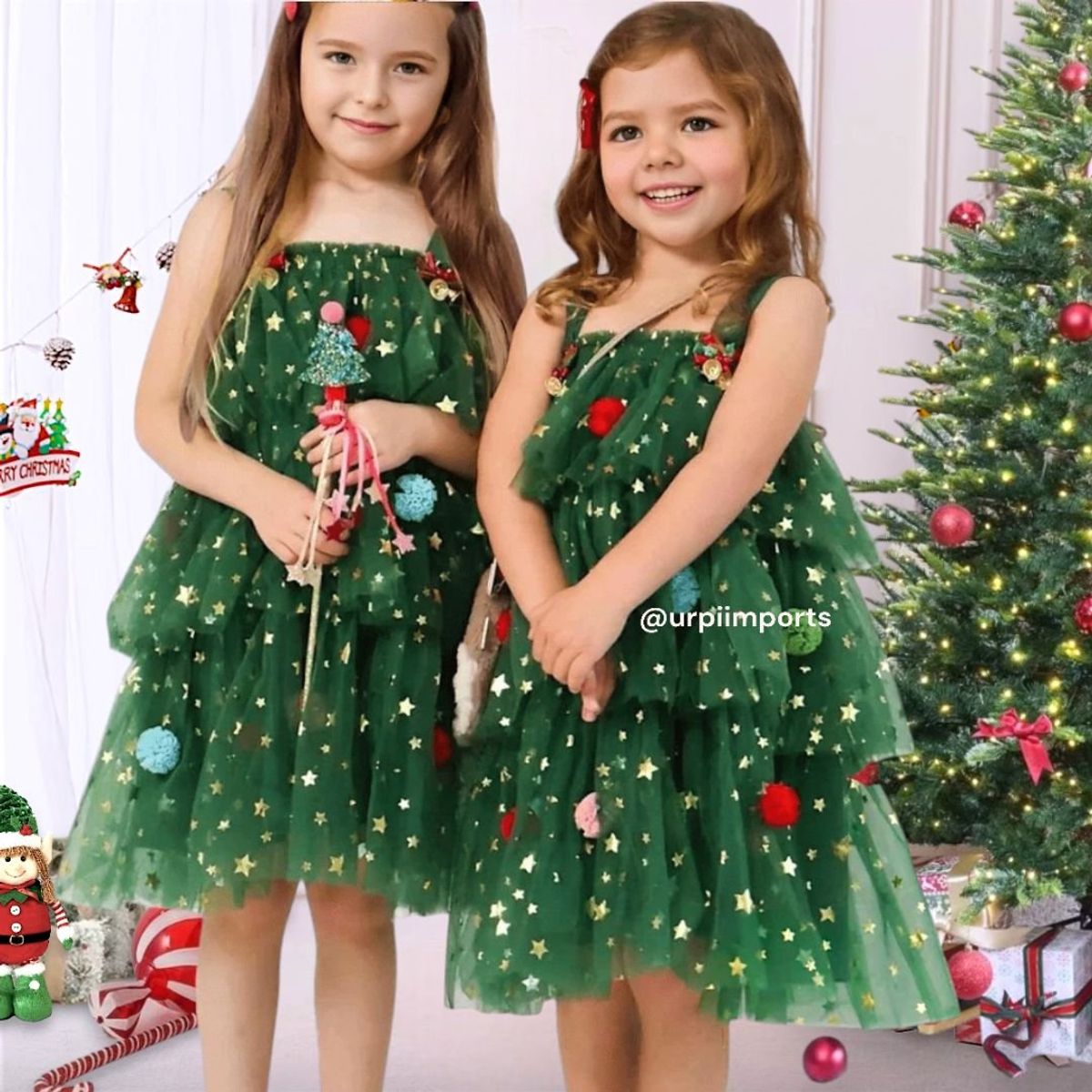GENERICO - VESTIDO PARA NIÑA Y BEBÉ  DE NAVIDAD - HERMOSO DISEÑO - INCLUYE VINCHA