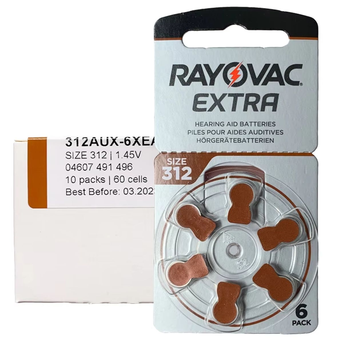 RAYOVAC - 5 Pack De 6 Pilas Para Audifonos Auditivos RAYOVAC EXTRA A312