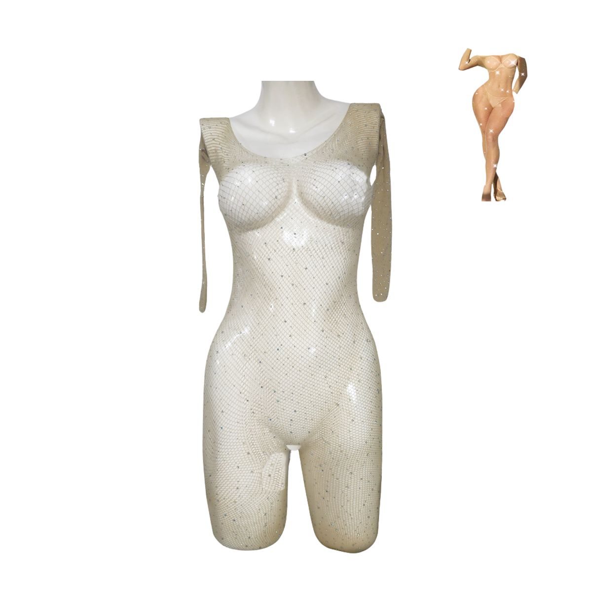 GENERICO - Bodystocking malla Enterizo Lenceria media Abertura parte interior