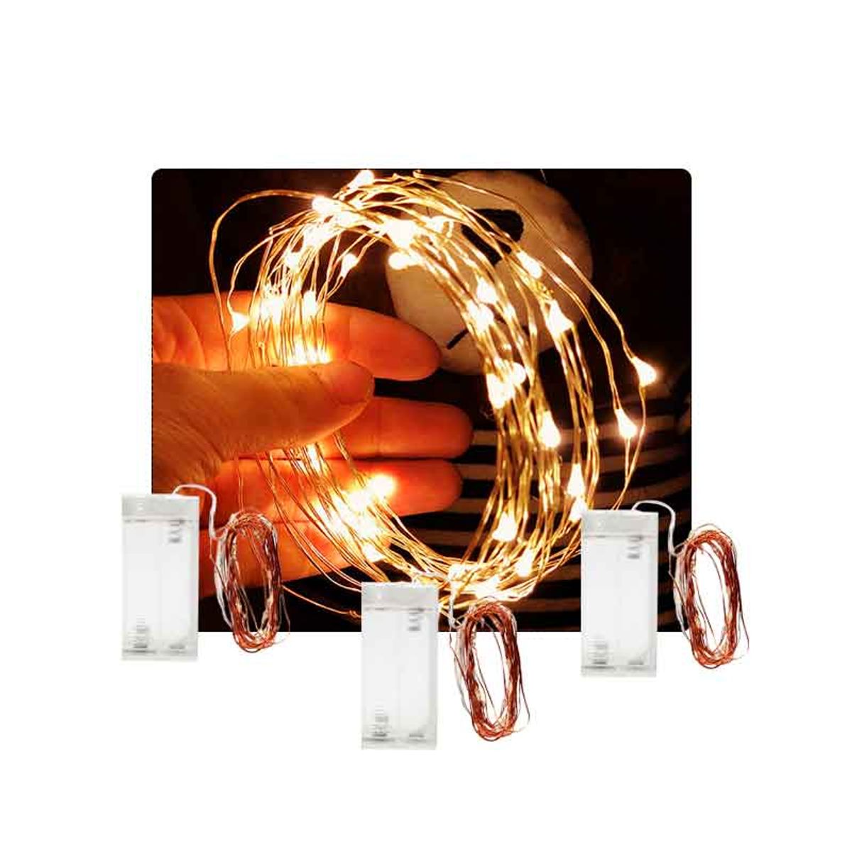 GENERICO - Luces led hada  PACK DE 3 UNDS DE 3 MTS c/u luz amarilla