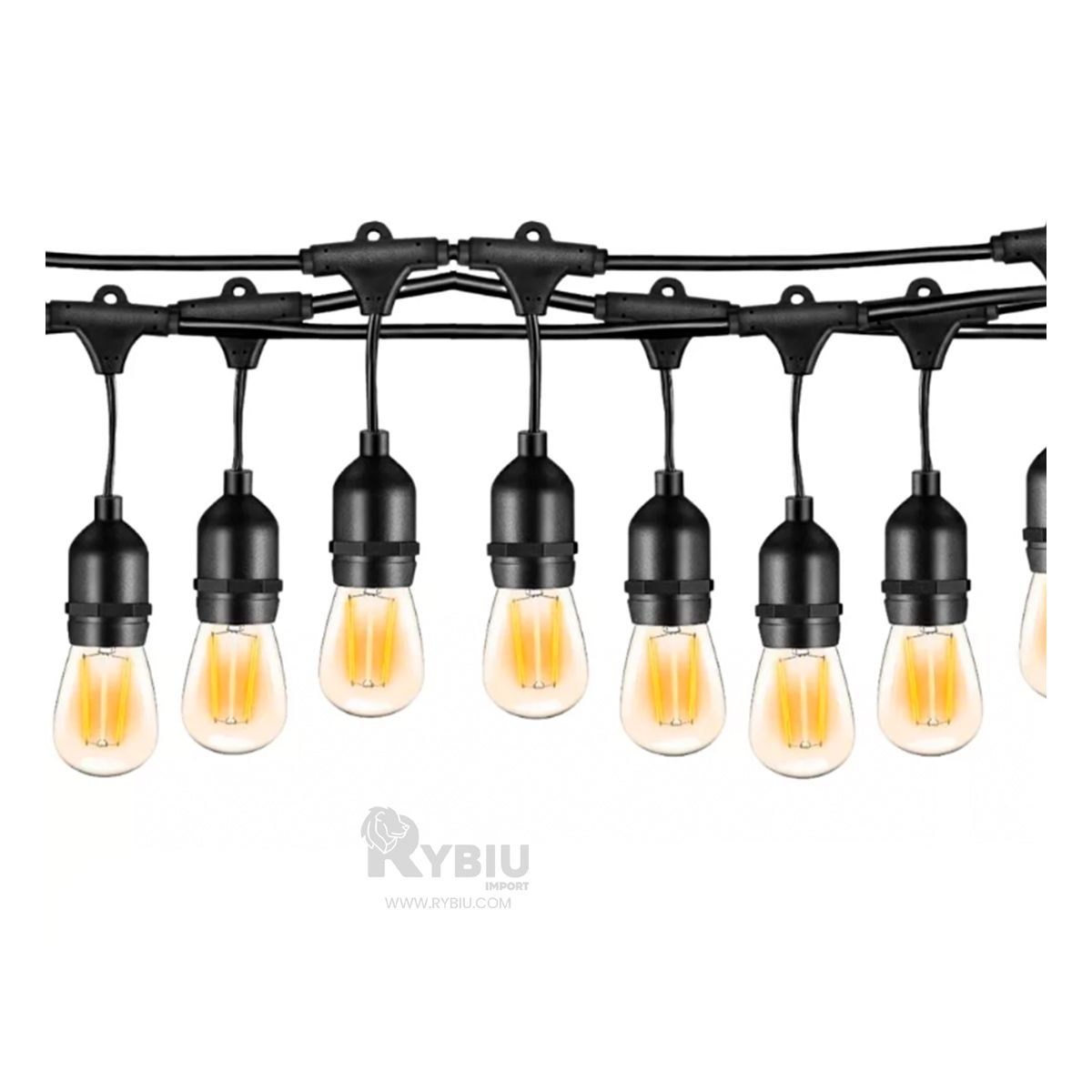 RYBIU IMPORT - Cadena Bonita de Luz de 10m Negro Y+Regalo Ligas para Peinar