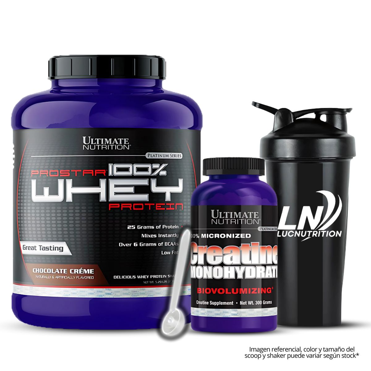 ULTIMATE NUTRITION - Prostar 100 % Whey 5 LB Chocolate + Creatina Ultimate 300g + shaker