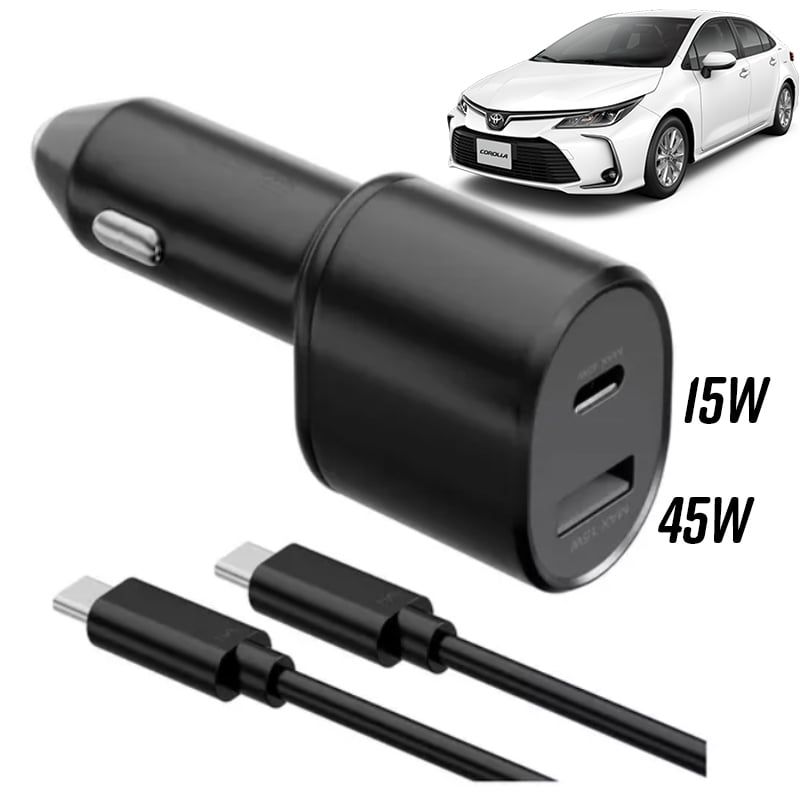 GENERICO - Cargador De Auto Usb Tipo C 45w + 15w Dual Carga Rápida