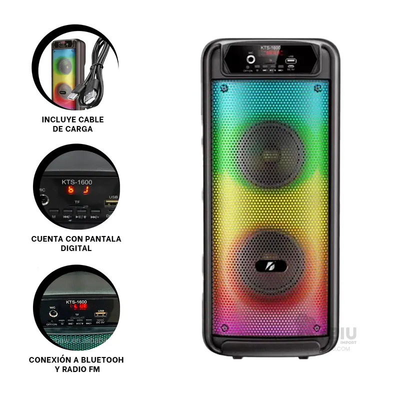 GENERICO - Altavoz KTS para Audio Potente 4 Pulg Y+Banderitas Adhesivas