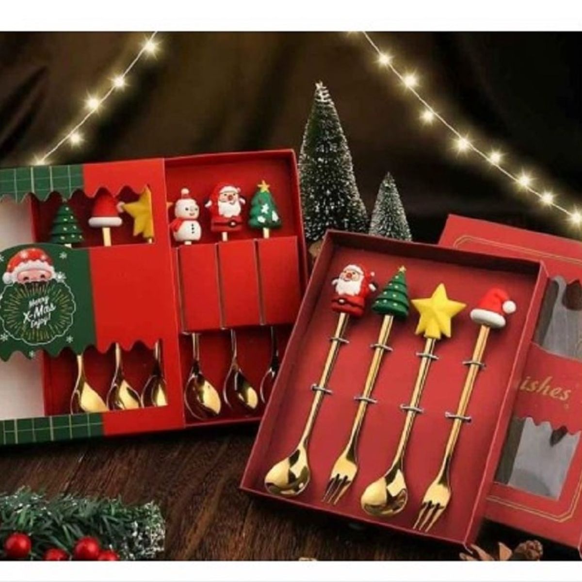 GENERICO - Set de Cucharitas y tenedores Navideños PREMIUN