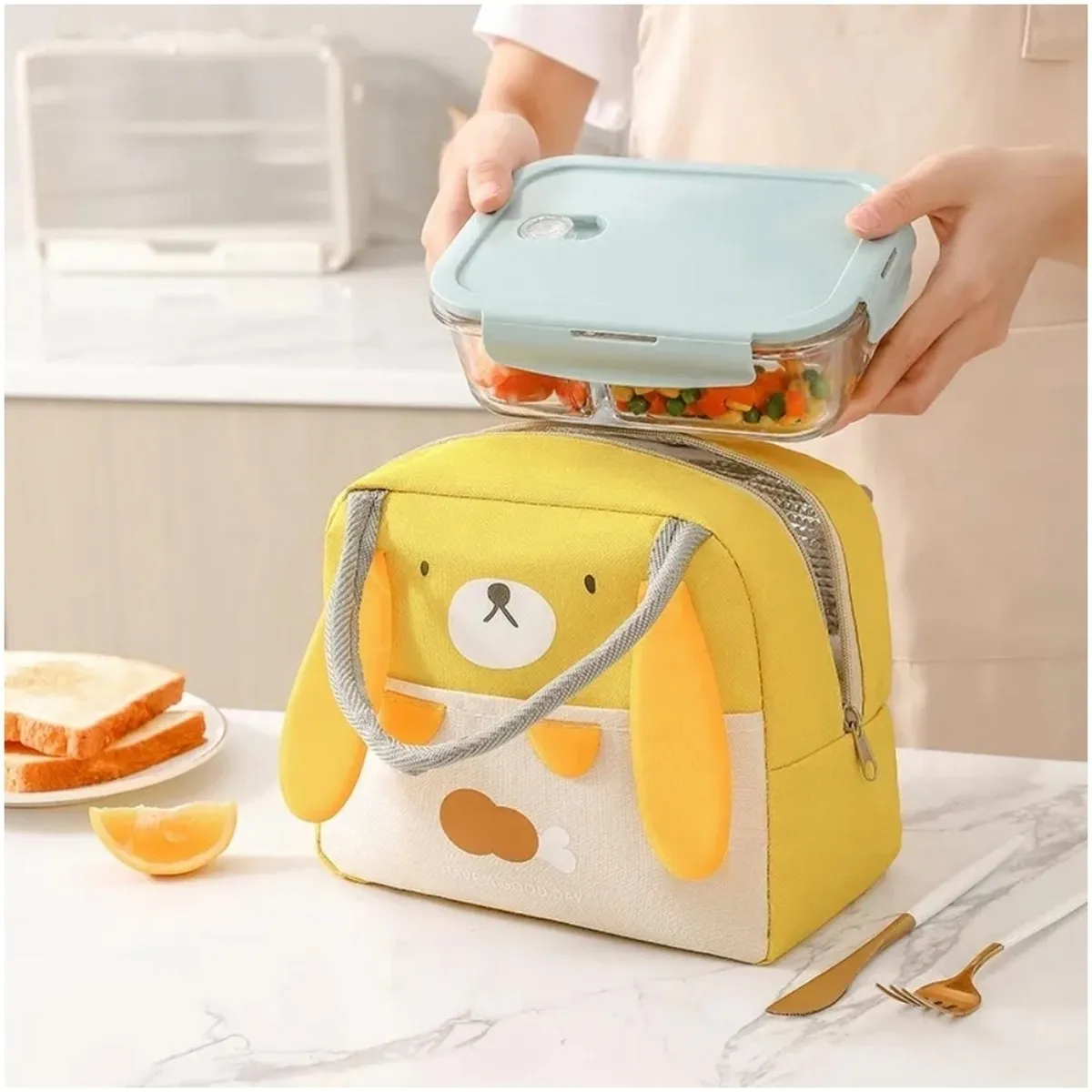 MINARI - Lonchera Térmica de Alimentos y Bebidas para Niños Amarillo L74