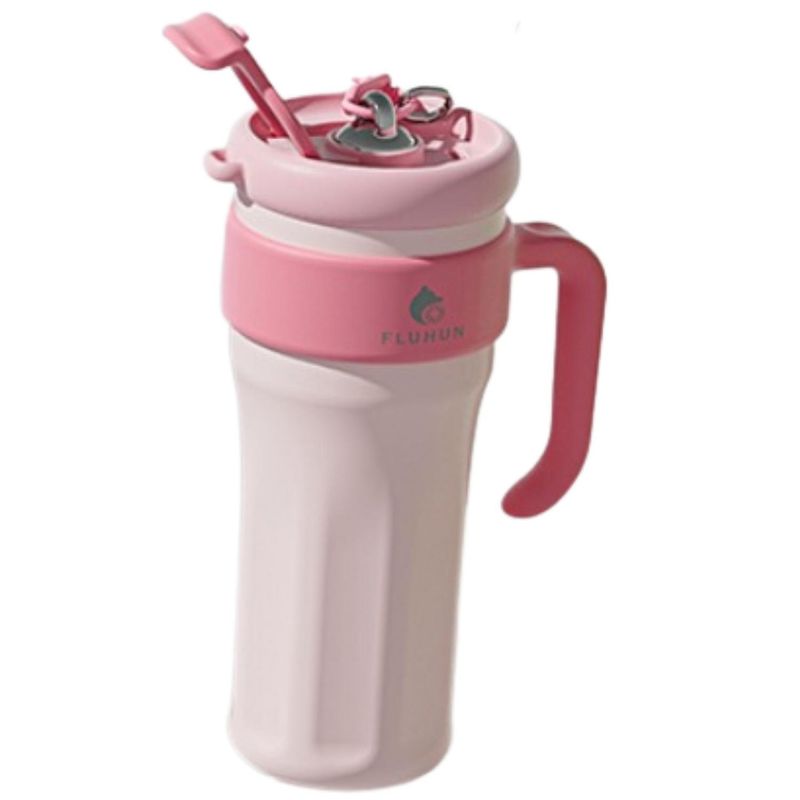 GENERICO - Vaso Tumblr con asa y cañita Antiderrames 40 oz - Rosado