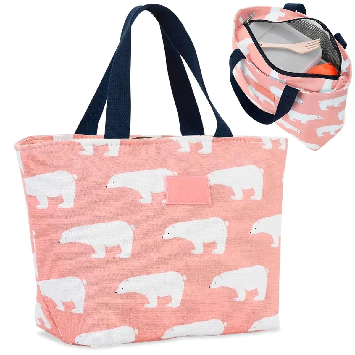 MINARI - Lonchera Térmica de Alimentos Bolso Impermeable Oso Rosa 17L