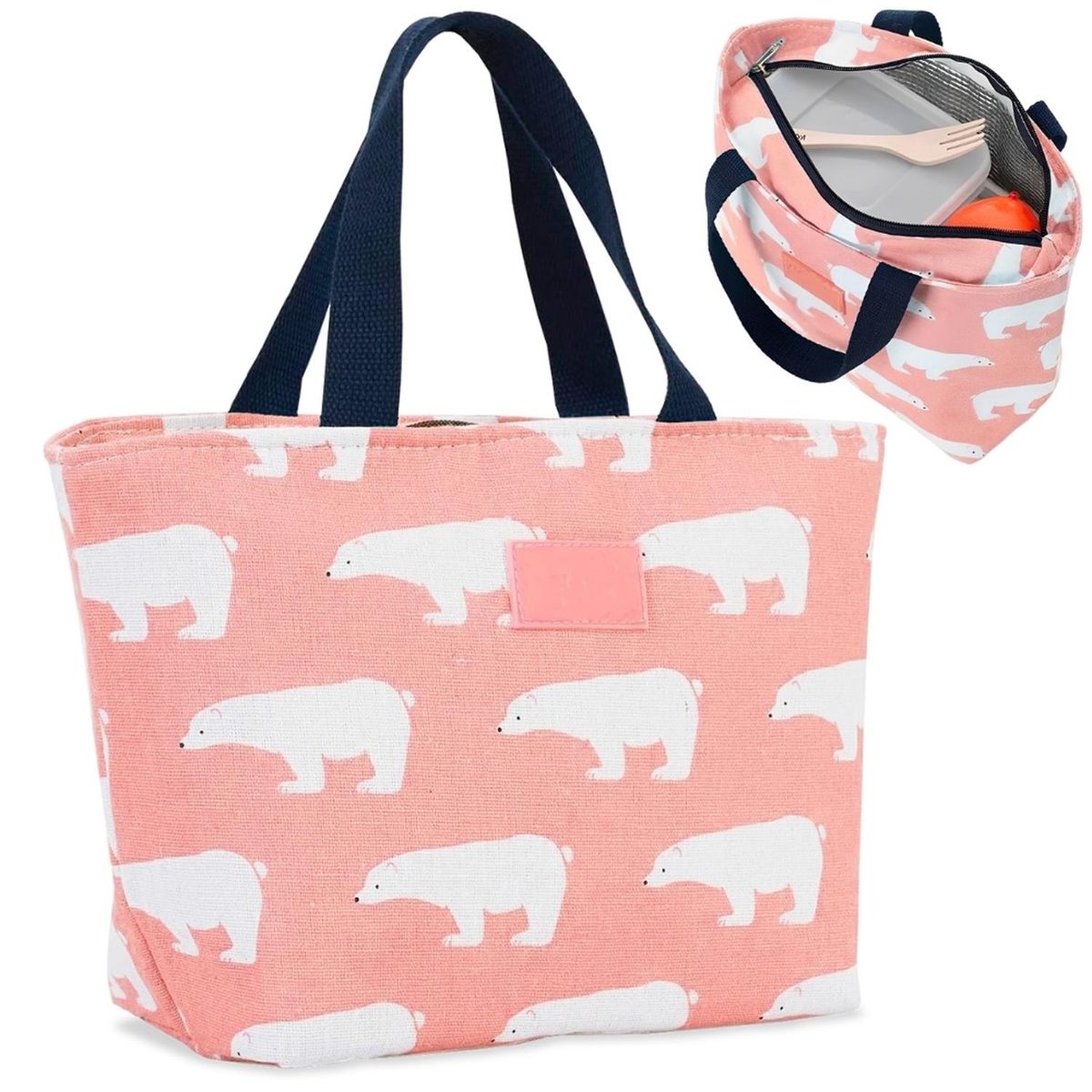 MINARI - Lonchera Térmica de Alimentos Bolso Impermeable Oso Rosa 17L