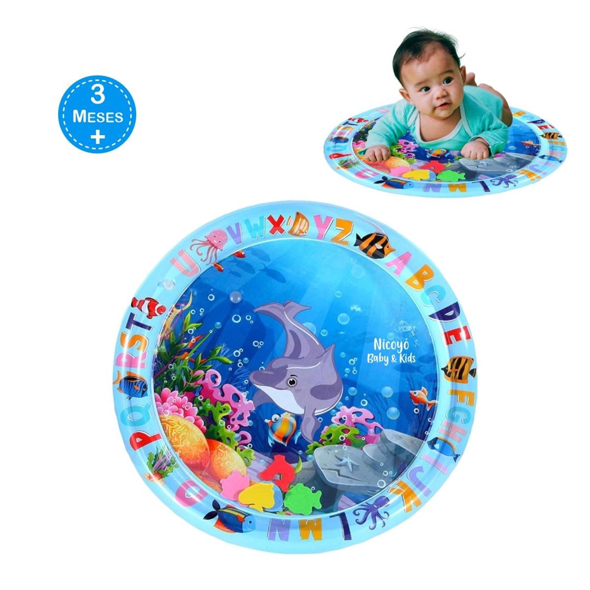 GENERICO - Colchoneta Sensorial Redonda e Inflable Tummy Time - BALLENA