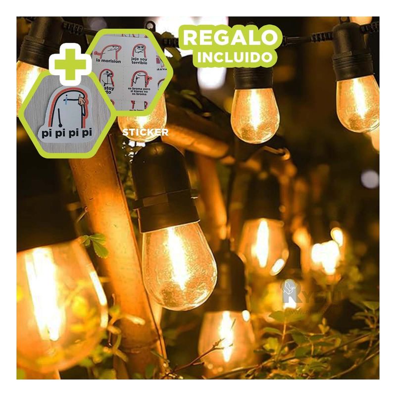 GENERICO - Guirnalda Luminaria para 10 Foquitos Negro Y+Regalo Stickers